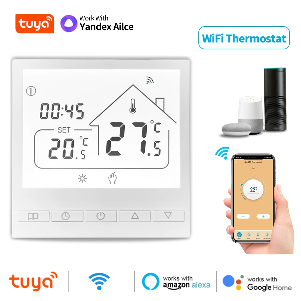 Tuya Smart WiFi Thermostat Electric Floor Heating Water/Gas Boiler Temperature Remote Controller LCD Display Alexa Google Alice