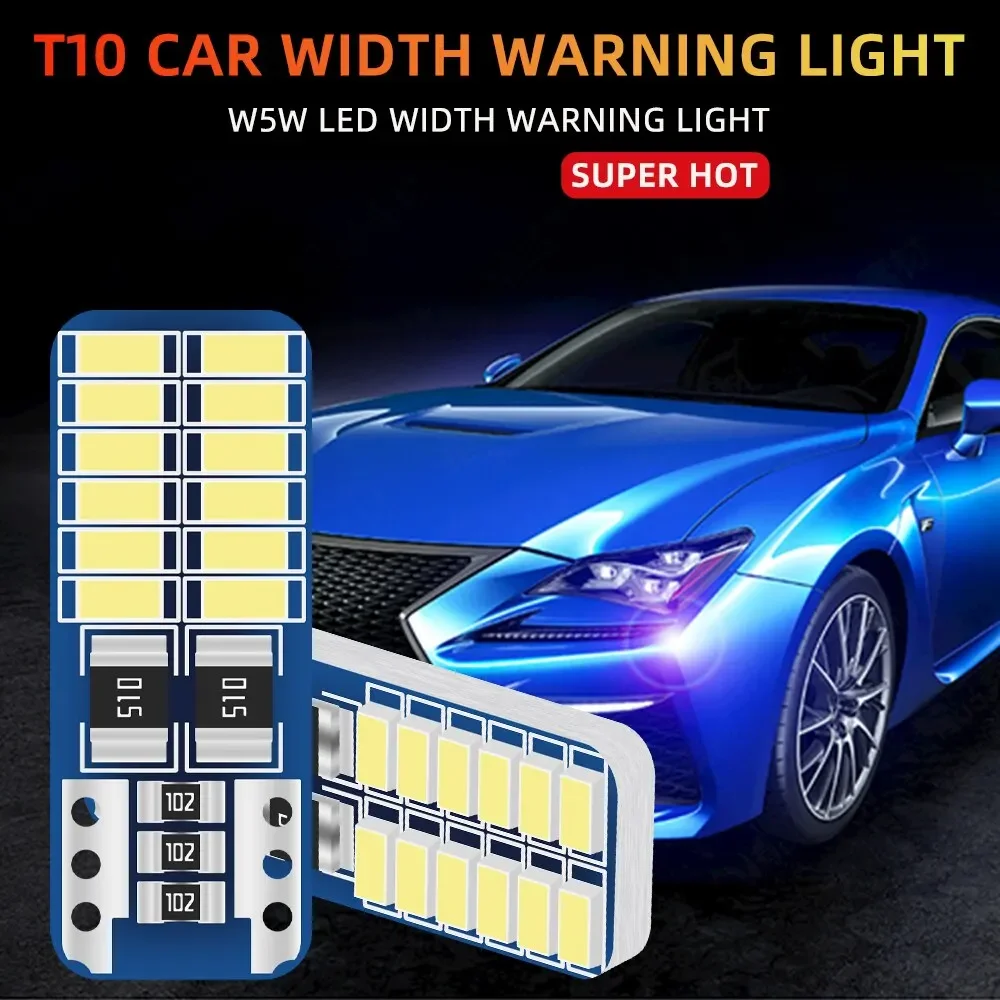 

20 шт. T10 W5W LED Canbus 3014 24SMD без ошибок 194 168 T10 LED лампы для салона автомобиля, приборной панели, 12В, универсальные, белые, 6000K