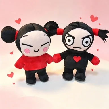 Pucca & Garu Cartoon Plush Stuffed Doll Set, Soft Cute Character Plushie Toy, Lovely Home Desktop Ornament Gift for Couples