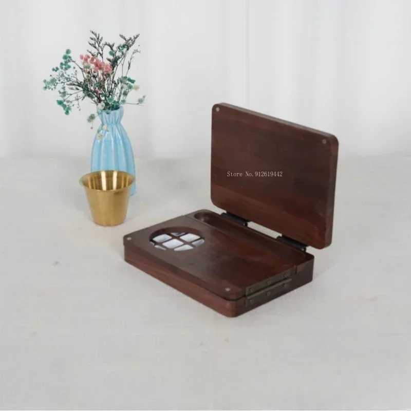 24 Color Wooden Folding Travel Watercolor Paint Box Art School Students Outdoor Sketching Portable Painting Oil Color Palette