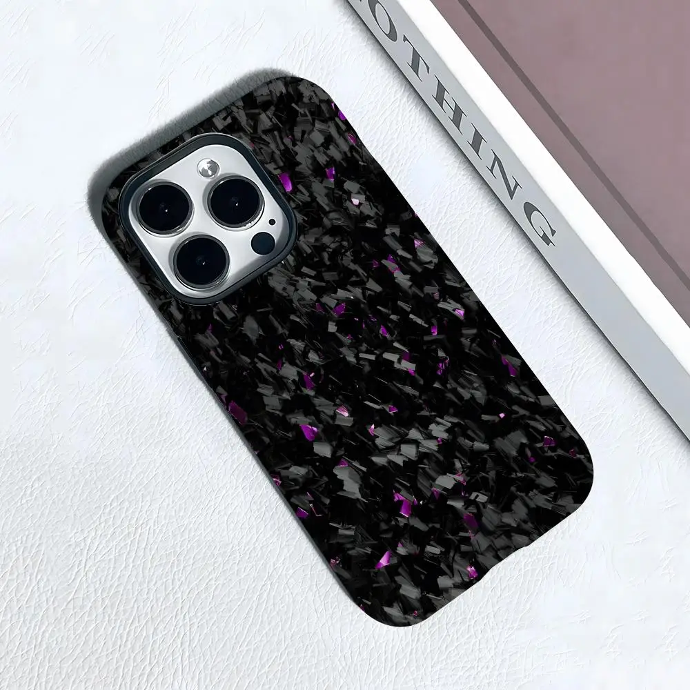 

Чехол для телефона из углеродного и кованого углеродного волокна для iPhone 17 Air 16 15 14 Plus 13 12 Mini 11 Pro Max глянцевый чехол-бампер 2 в 1