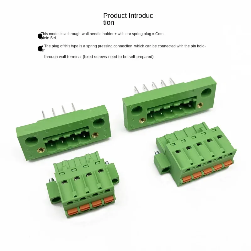 Wire connector Wall penetrating 2EDGWB-5.08mm plug-in terminal block with fixed panel and spring press plug complete set