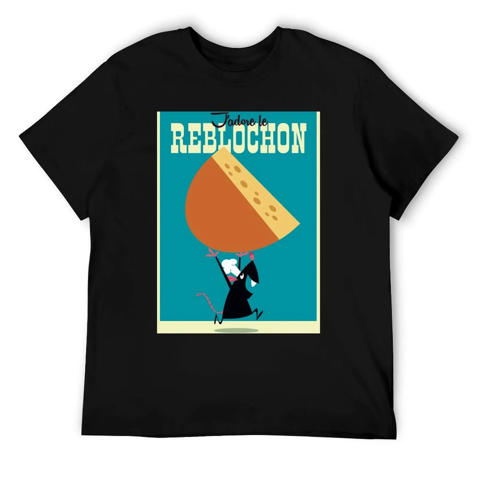 J'adore Reblochon Poster T-Shirt T-Shirt für Herren, Baumwoll-T-Shirt, Herren-T-Shirts für Herren, grafische T-Shirts