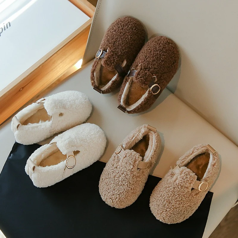 

Winter ChildShoes2025 New Style Girl Bean Shoe Plush BabyShoeSimple Lightweight Child Antislip Warm Home Versatile Cotton Boots