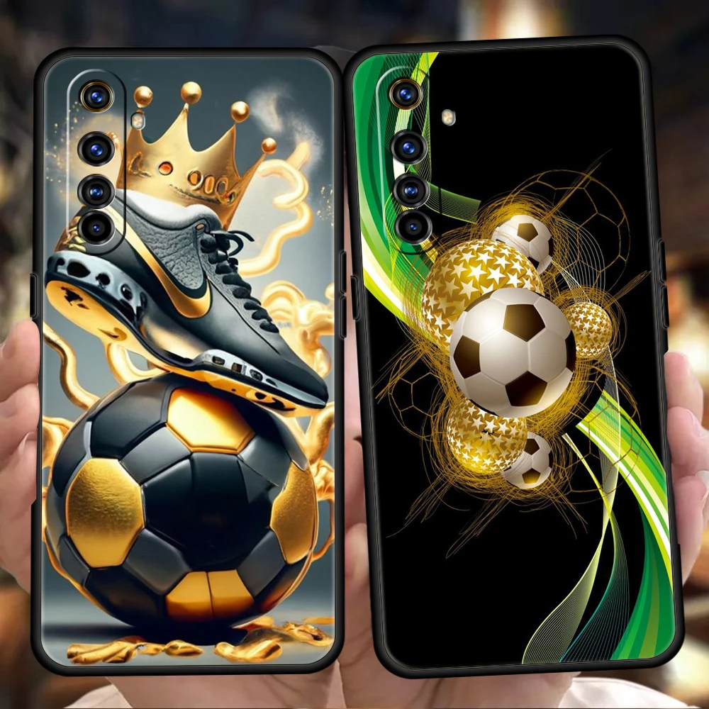 Football Sport Phone Case for Realme 8 9 Pro Plus 8i 9i 6 7 GT2 C21 C25 C3 C11 11 Pro 5G Plus Shockproof Silicone Shell Capa Bag