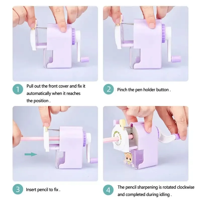Cute Hand-Cranked Pencil Sharpener (Cartoon Animal) - Auto-Lead Feed, Anti-Sticking Lead, Must-Have Kids’ School Supply