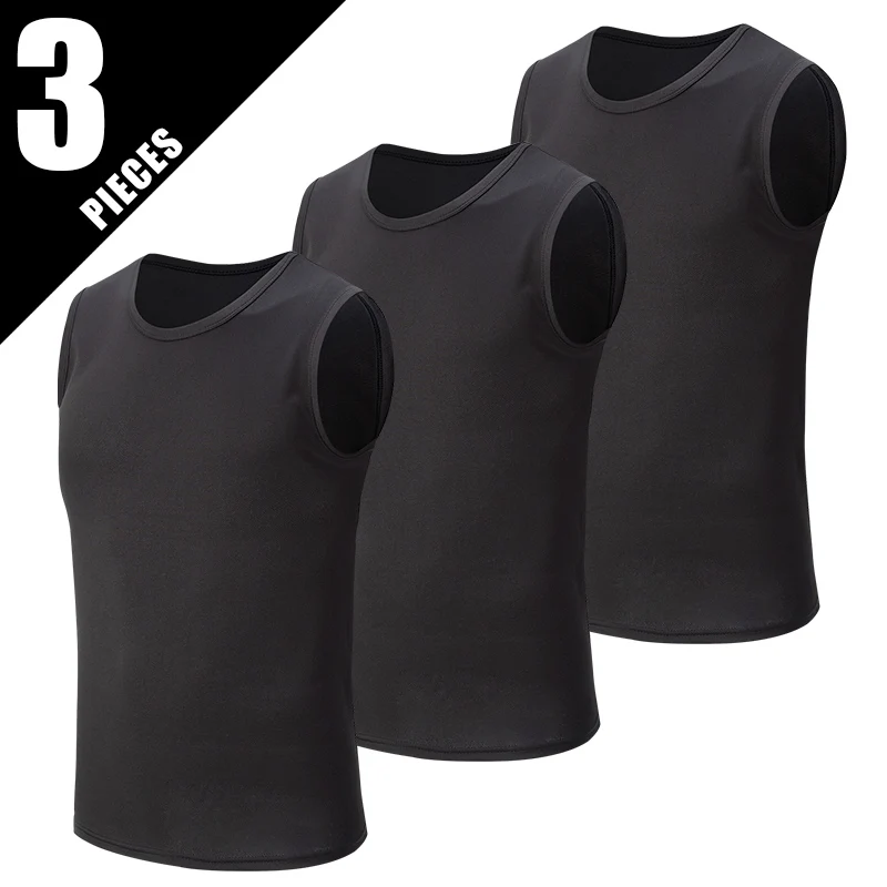 1/3 Pcs Europe Plus Size Men's Solid Color Quick-drying Sleeveless Vest Young Men's Fitness And Leisure T-shirt Joker Foundation