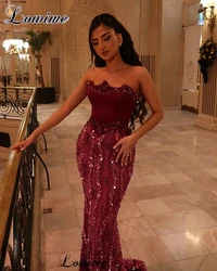 Simple Strapless Prom Dresses Mermaid Sleeveless Backless Cocktail Dresses For Women Wedding Party Gowns Robe Femme Customized