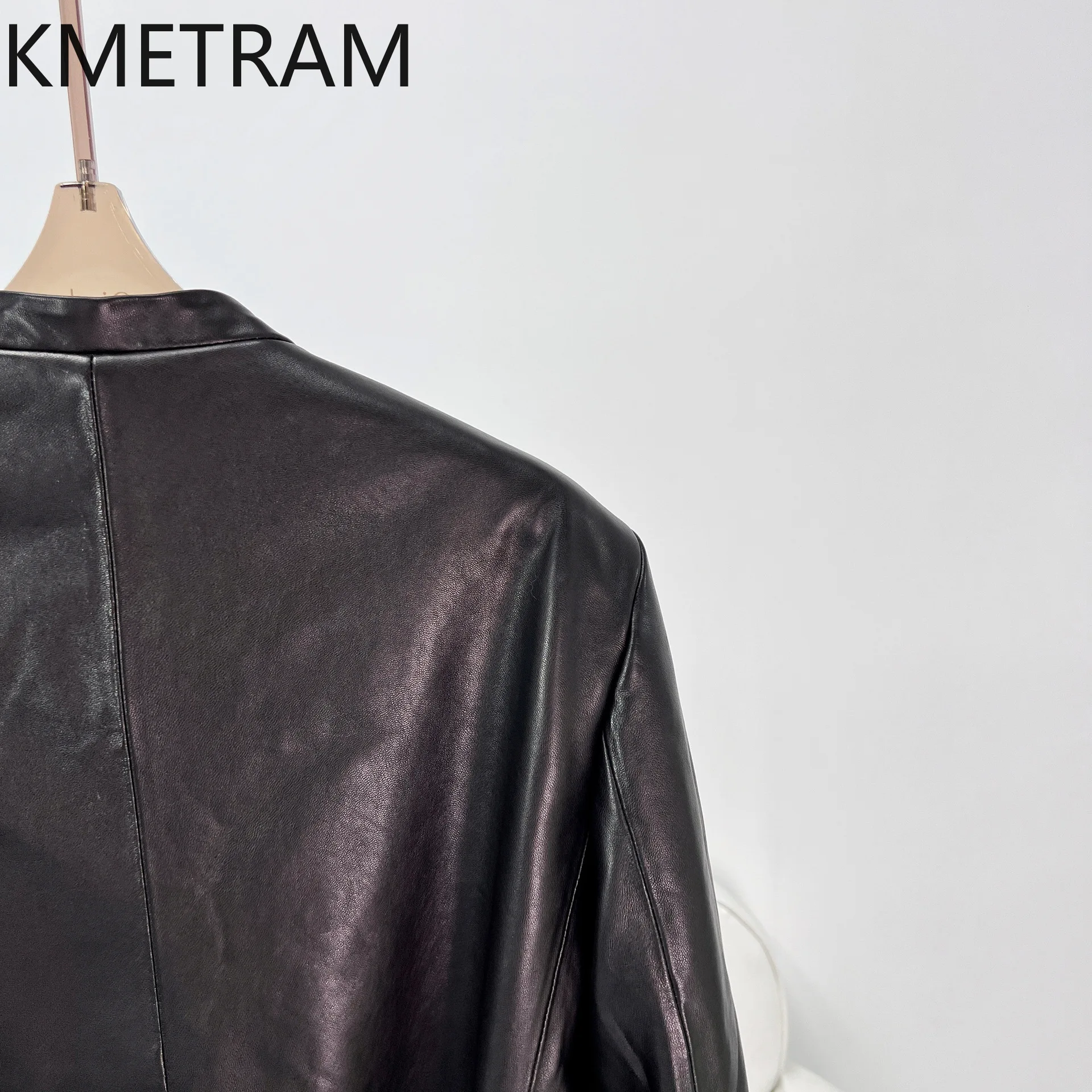100 % echte Schaffelljacke für Damen, elegante V-Ausschnitt-Jacken aus echtem Leder für Damen mit Schnürung, 2025, Herbst-Damenkleidung
