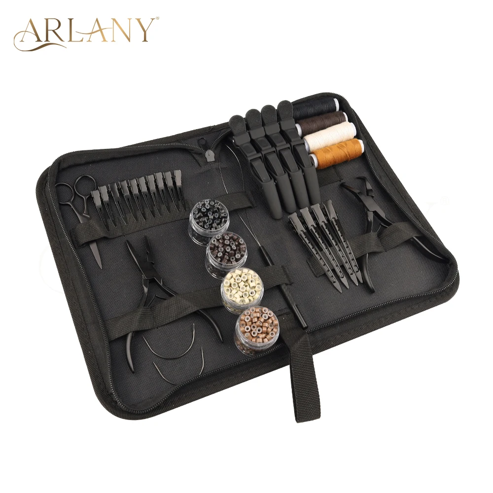 arlany-microlinks-hair-extensions-tools-kit-800pcs-5mm-silicone-lined-micro-rings-matte-hair-clips-sewing-needle-cotton-thread