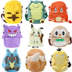 New Pokemon Plush Bag Pikachu Mimikyu Gengar Lucario Soft Stuffed Toy Rowlet Eevee Snorlax Peluche Dolls Shoulder Bags Sac A Dos
