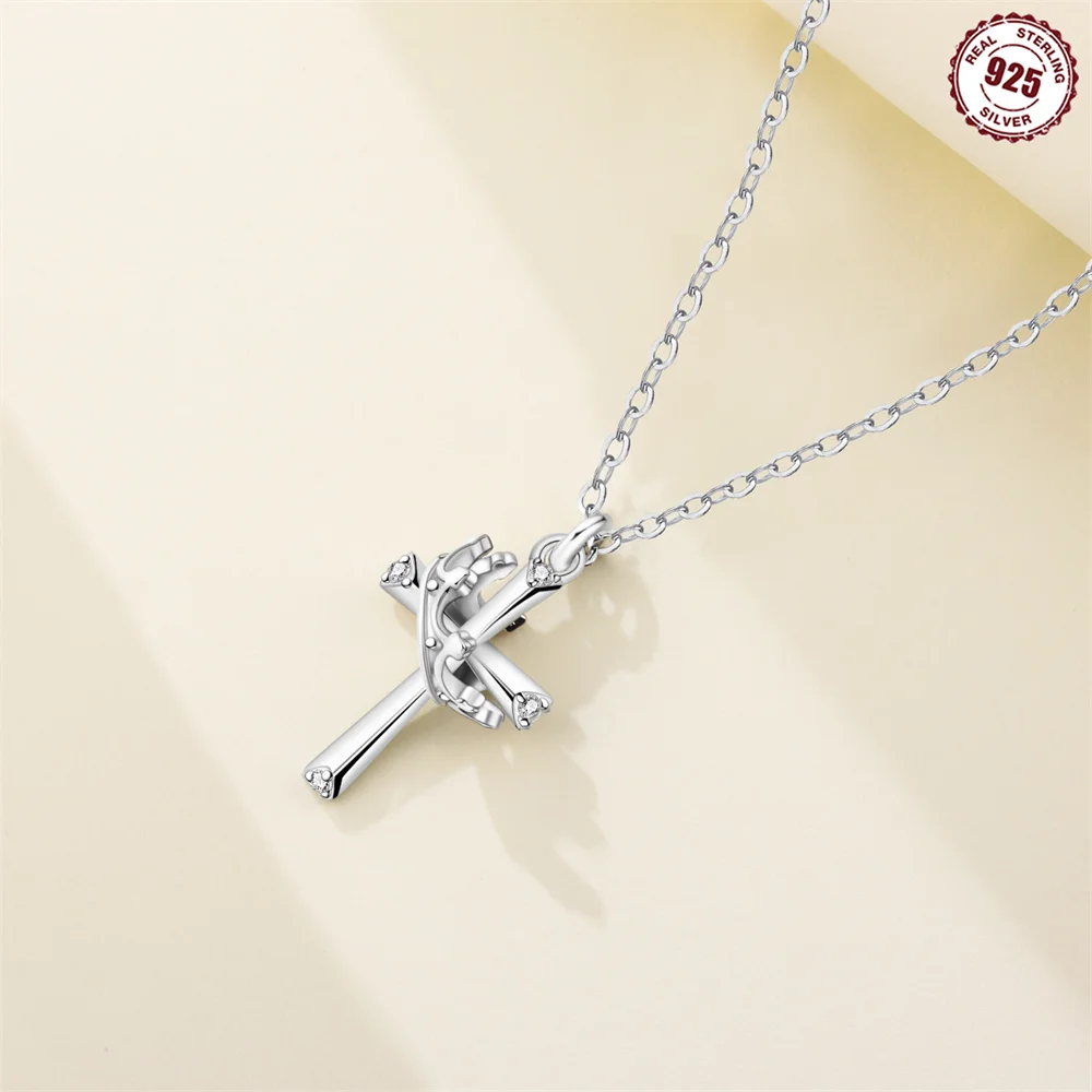 جديد 925 فضة ملون الزركون مادونا قلادة الصليب قلادة قلادة للنساء هدايا الحفلات غرامة مجوهرات الدينية