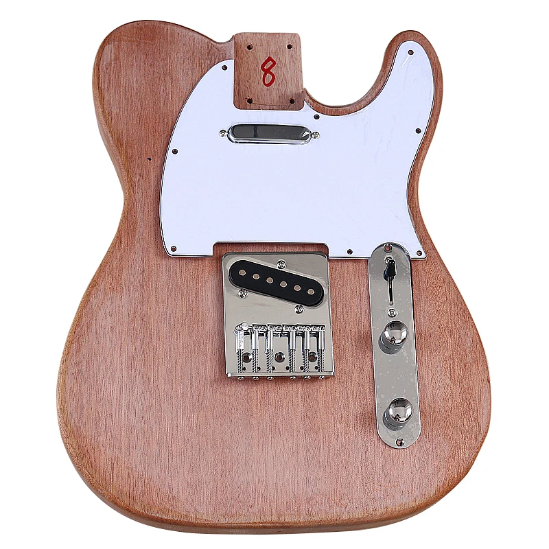 ST Electric Guitar Body & Neck Kit Okoume Wood Barrel Maple Neck 22 Frets White Pickguard Unfinished Project DIY Guitar Parts