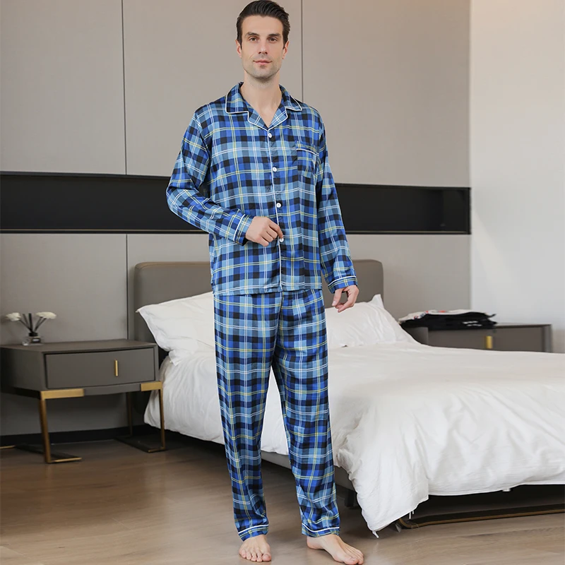 Pyjama à manches longues pour hommes beaux vêtements pour la maison cardigan mince décontracté peut porter deux olympiques été printemps et automne