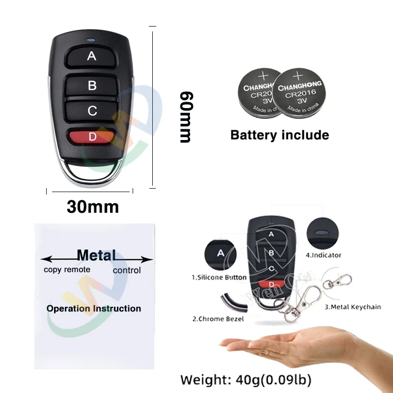 WenQia Universal Wireless Remote Control Switch DC 12V 4CH relay Receiver Module With 4 channel RF Remote 433 Mhz Transmitter