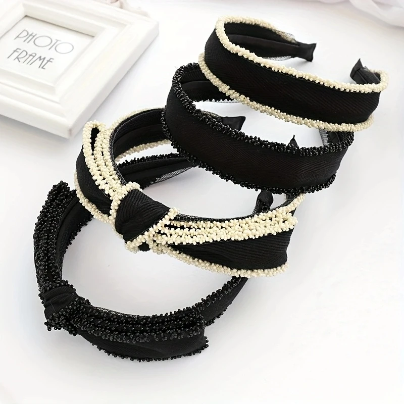 1/6 Uds diadema de pelo prensado con cuentas grotto de pelo de borde ancho Europa y Estados Unidos viento accesorios para el cabello para adultos tocado, su
