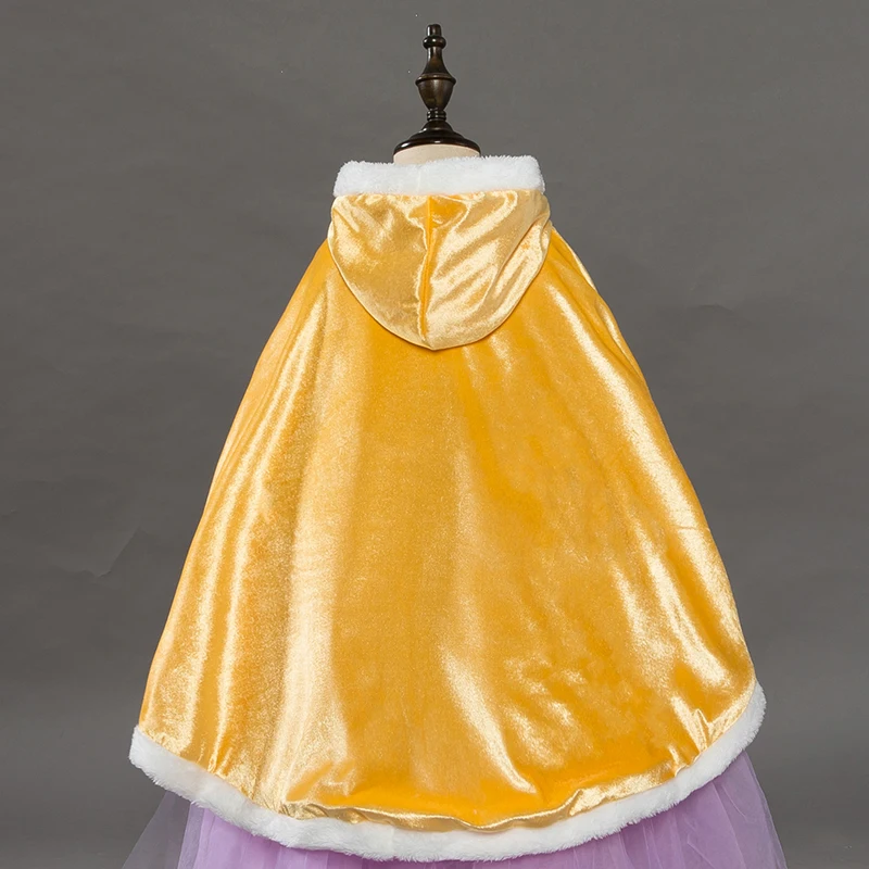 Winter Girls Velvet Princess Long Cloak Christmas Birthday Party Fancy Fairy Cute Cape Kids Floor Length Corduroy Hooded Shawl