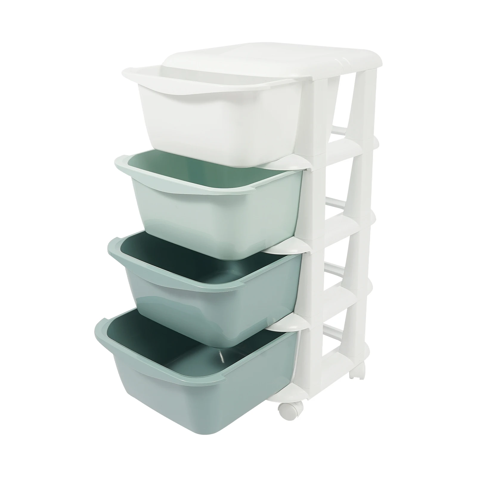 PP Modern 4 Tier Storage Unit Toy Organizer 4 Drawer Organizer with Wheels Gradient Green