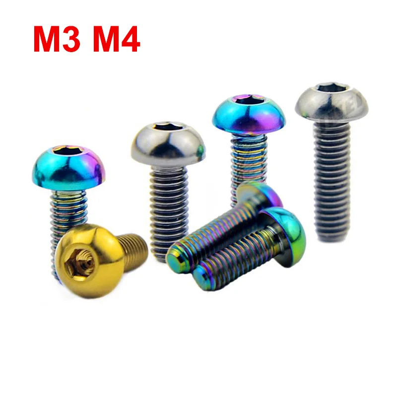 

1Pcs Titanium Alloy Bolts M3 M4x 6 8 10 12 15 20mm Round Head Inner Hexagon Screw For Bicycle Modifying Screws