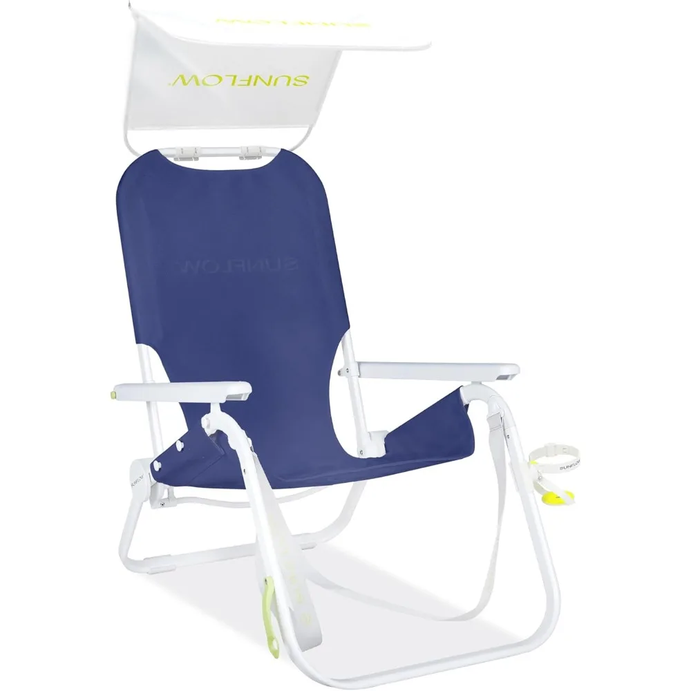 

shore thing premium beach chair - adjustable, portable, rust-resistant, reclining beach chair with upf 50+ sun shade and drink