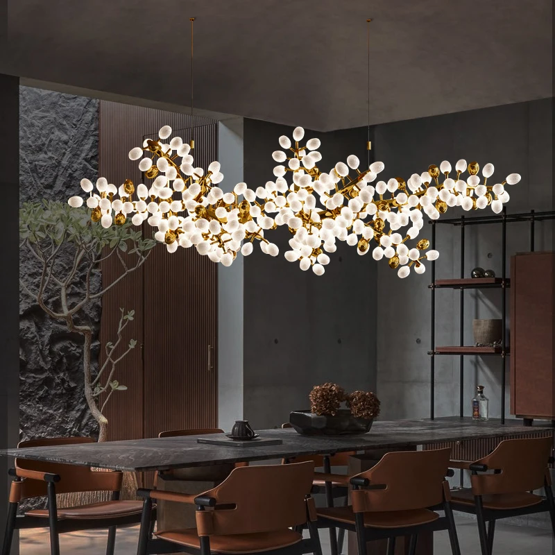 2024 Modern Luxury Restaurant Chandelier Villa Hotel Lobby Living Room Crystal Lamp Art Decoration Long Glass Ball Chandelier