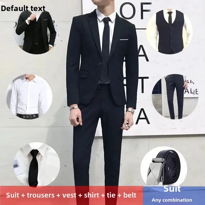 Men's Casual Suit Three-Piece Set Slimming Western-Style Clothes Professional Business Attire For Youth Student Korean Version