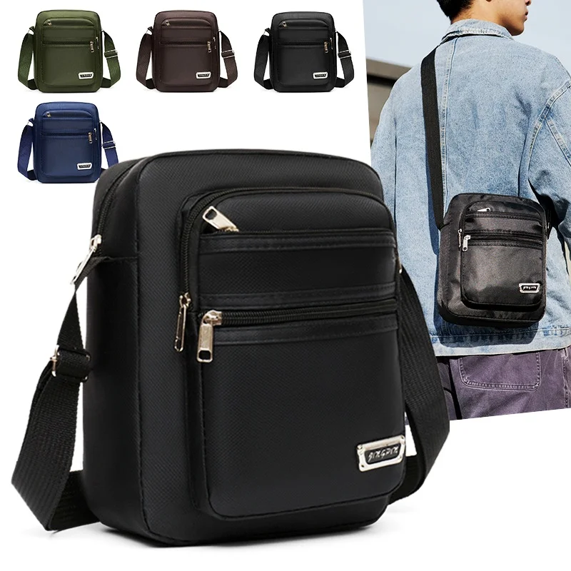 Men's Shoulder Bag Business Leisure Large Capacity Portable Handbag Multi Layer Waterproof Summer Male's Crossbody Bags