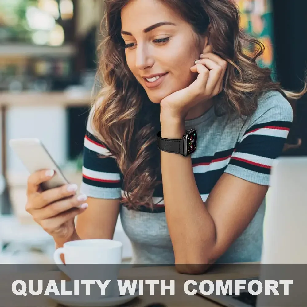 Кожаные ремешки для Apple Watch ремешок Ultra 49 мм 46 мм 44 мм 40 мм 38 мм/42 мм спортивный браслет iWatch серии 10 9 8 7 3 5 6 se 41 мм/45 мм