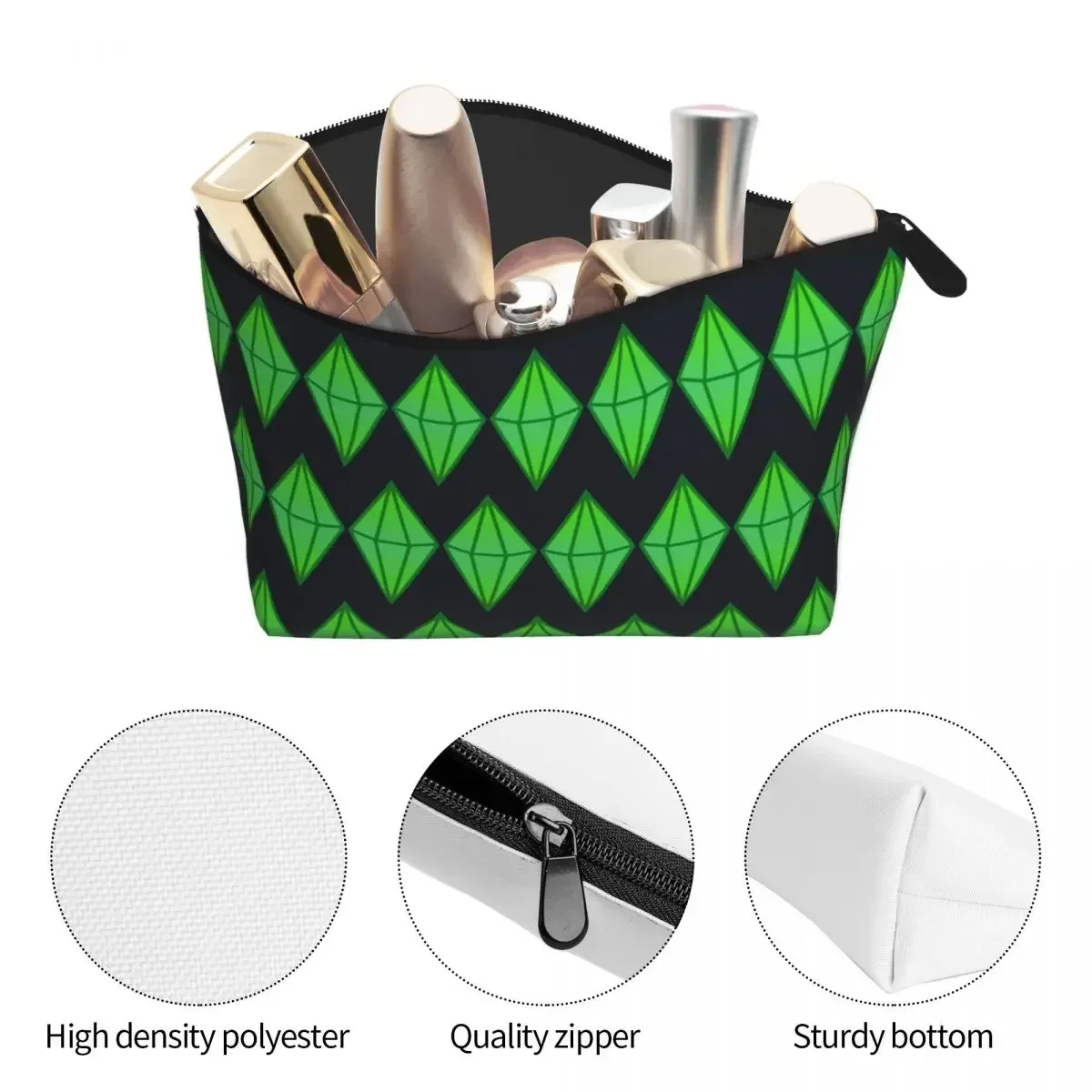 Sims 4 Plumbob Women Cosmetic Bag Travel Makeup Organizer Pouch Toiletry Storage Dopp Kit Case