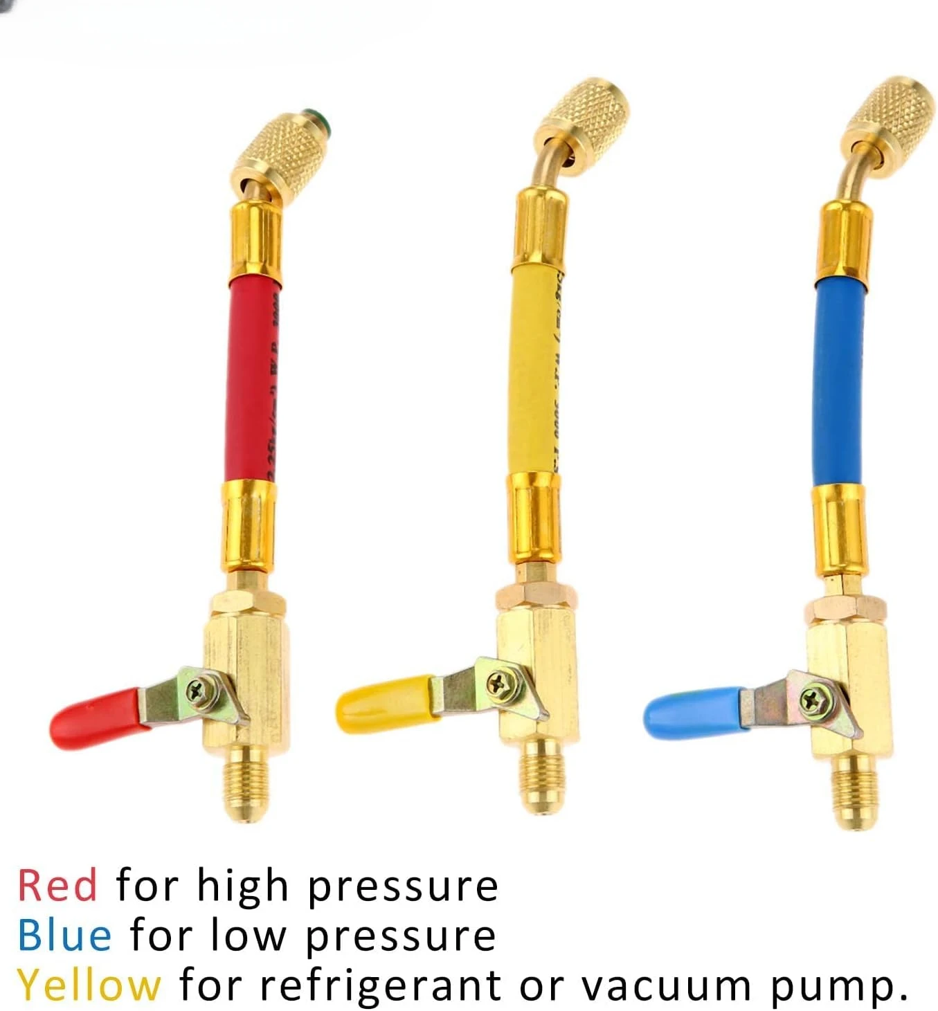 

R134A R410A R22 R12 Набор шлангов для зарядки переменного тока и шаровых клапанов, для манометра коллектора кондиционера Набор шлангов с резьбой 1/4 дюйма 7 дюймов