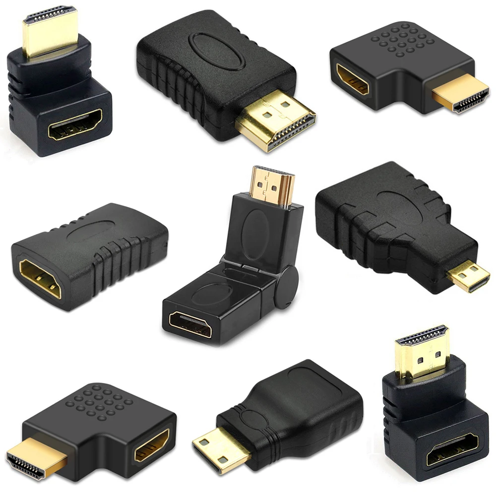 4K HD Connector Mini / Micro HDMI-Compatible Extender HDMI-Compatible Adapter 90 270 Degree Right Angle Male To Female Converter