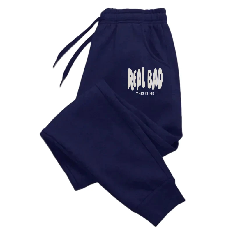 Real Bad Letter Printing Drawstring Pockets Men Sweatpant Hip Hop Street Britches Casual Versatile Fashion Pants Male Stylish