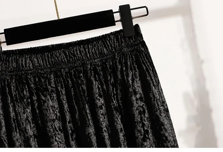 Burgunderroter Plissierter Samt-Midi-Rock für Damen, A-Linie, Herbst/Winter 2026, Vielseitig, Figurbetont, Mittellang, Lässig, Vielseitige Halbrocke – Detail 33