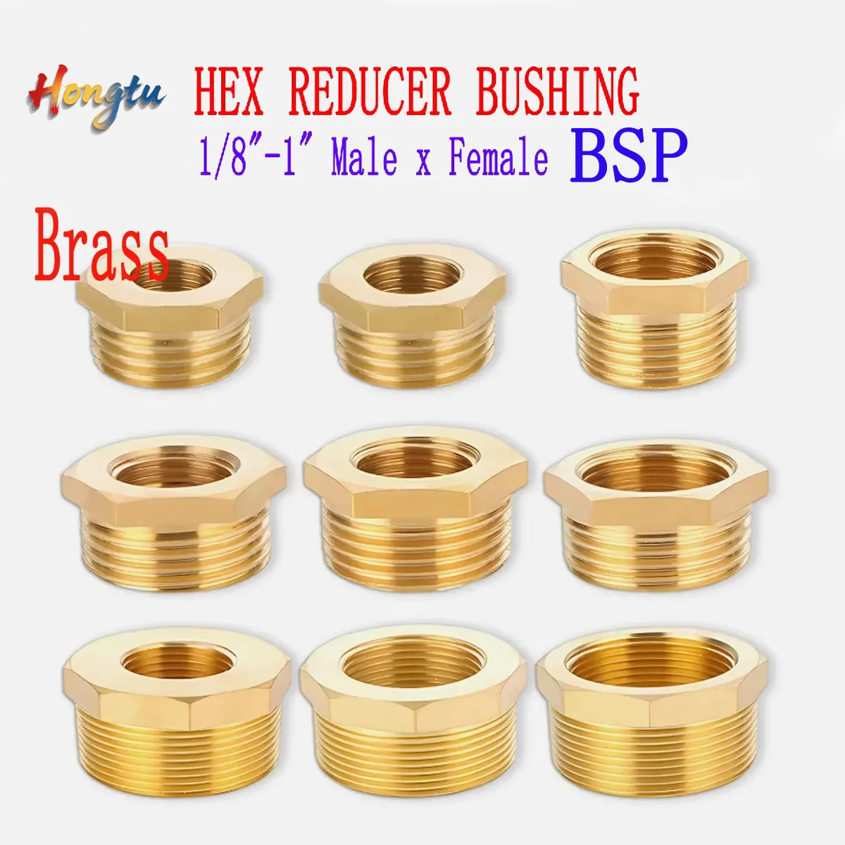 

BSP Male to Female Brass Adapter Bushing (1/8”-1”) | 1~10pcs for Fuel, Water, Gas & Oil Systems