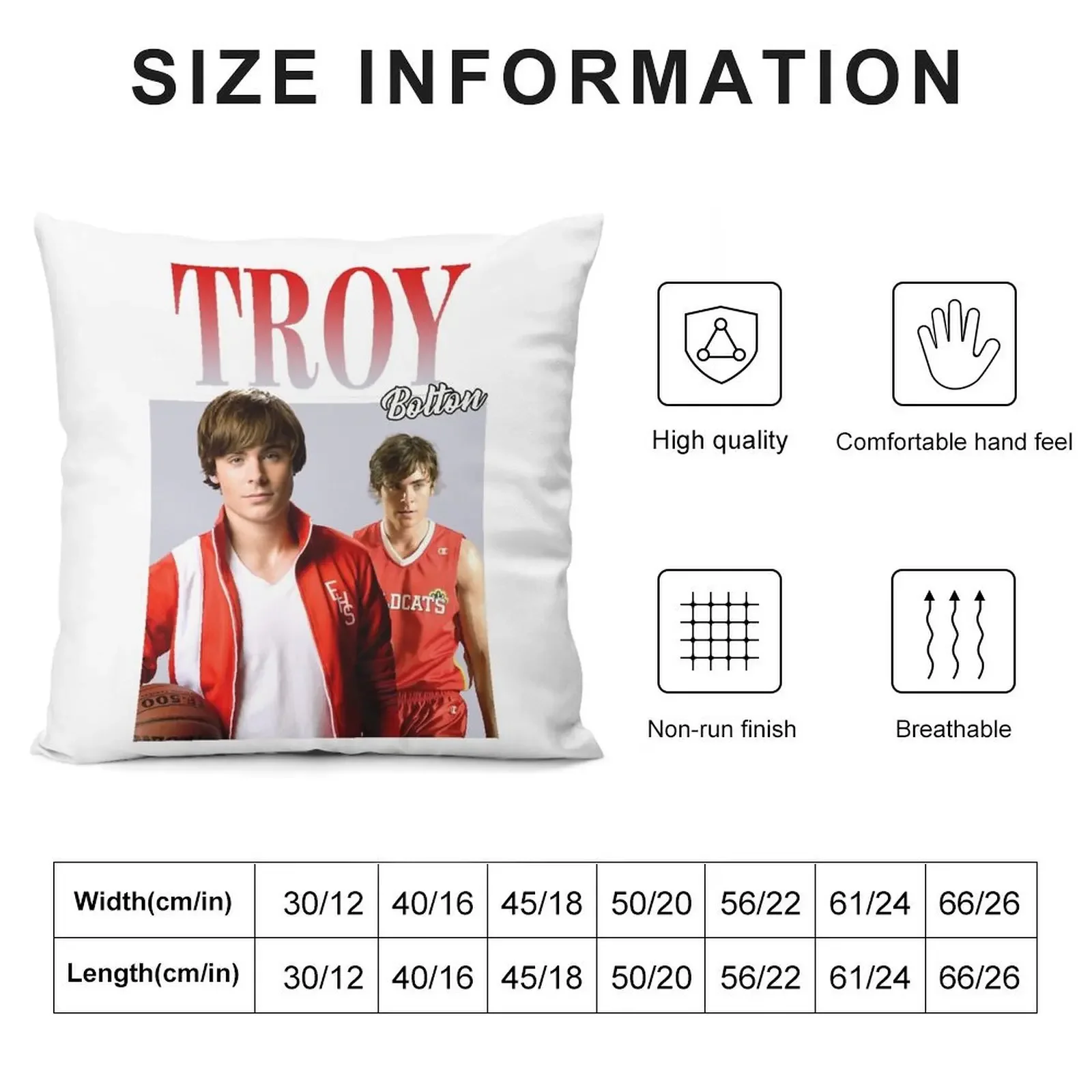 Troy Bolton Throw Pillow Cushion Cover Luxury Decorative Sofa Cushions Couch Cushions covers for pillows pillow