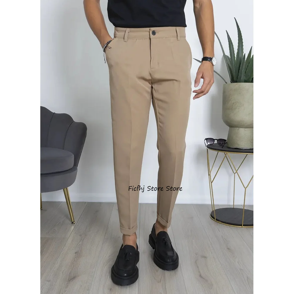 

Классические мужские брюки для мужчин, брюки из полиэфирного волокна, прямые брюки, деловые повседневные однотонные рабочие брюки, одежда пошив