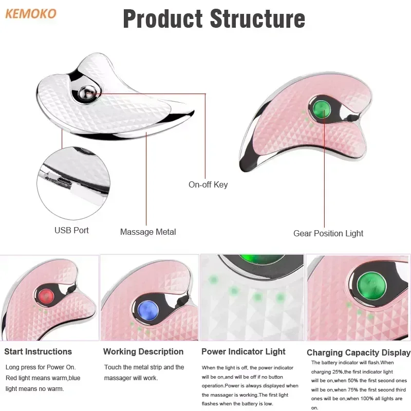 Microcurrent Guasha Facial Massager Electric Scraping Machine Skin Tightening Lifting Face Lift Slimmer Beauty Care Massage Tool