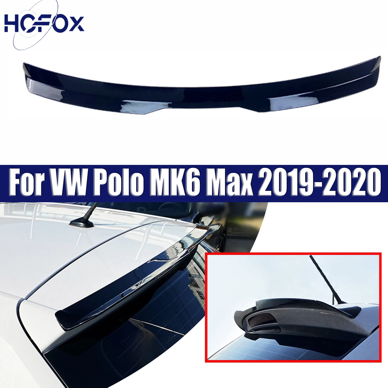 

Car Rear Roof Spoiler Window Wing Gloss Black Kit For Volkswagen VW Polo 2019-20