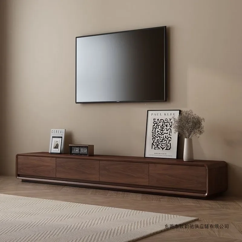 All Solid Wood TV Cabinet Floor Standing Wall Mounted Simple Modern Small Apartment Living Room Home Entertainment Center