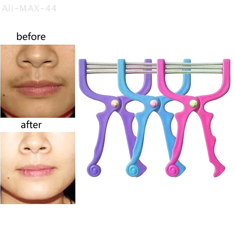 ماكينة إزالة شعر الوجه الصغيرة المحمولة باليد للنساء، مزيل ربيعي آمن لإزالة ريش الوجه