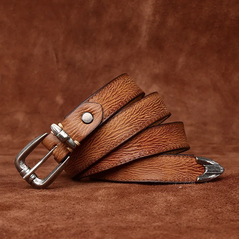 

Personality trend all-match retro genuine leather belt first layer cowhide casual jeans pin buckle belt women's