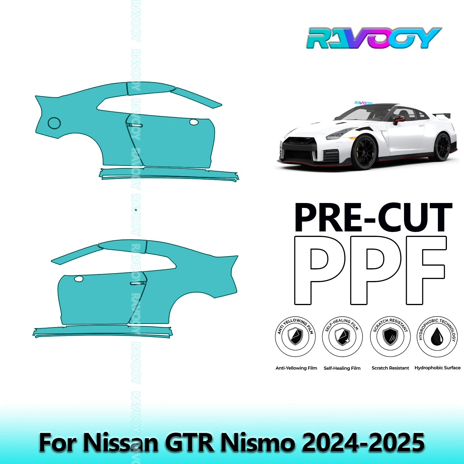 

For Nissan GTR Nismo 2024-2025 8.5mil Clear Matte Pre-Cut PPF Door & A/B Pillar Kit TPU Paint Protection Film Set