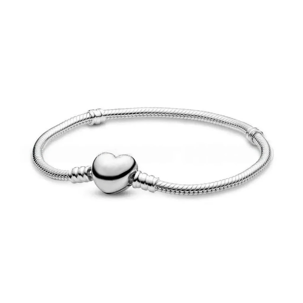 Klassisches Zirkon-Herz-Armband mit Schlangenkette aus S925 Reinsilber mit runden Perlen für Frauen, DIY-Schmuck, besonderes Geburtstagsgeschenk – Detail 6
