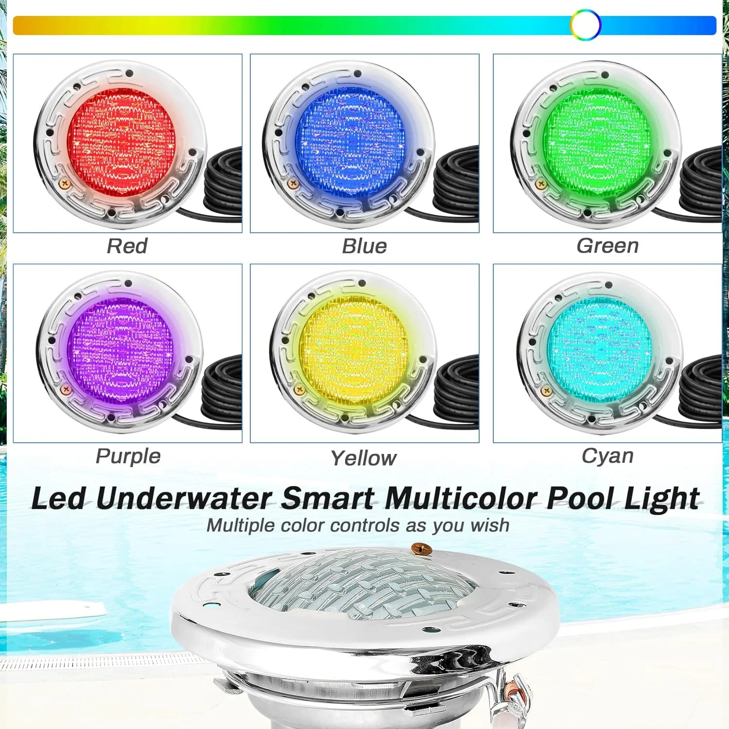 Refined IP68 120V 6W Color Changing SPA Light for Inground Swimming Pool RGB Color Changing Bulb Replacement for Pentair