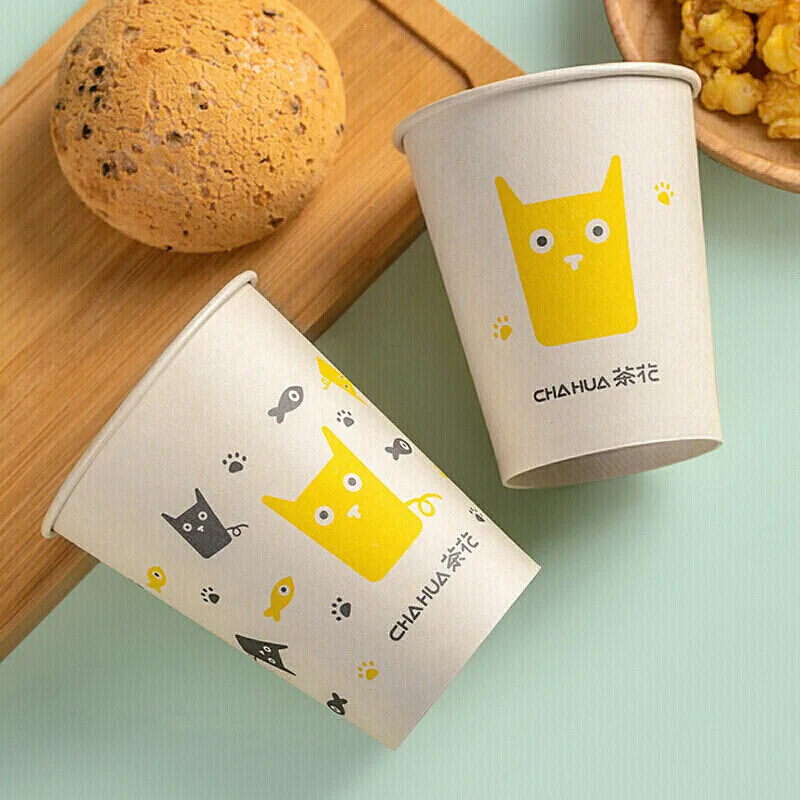 

CHAHUA 40 Disposable Cups 225ml Large Disposable Paper Cups Thickened Water Cups Coffee Cup Tea Cups Printed Without Leakage