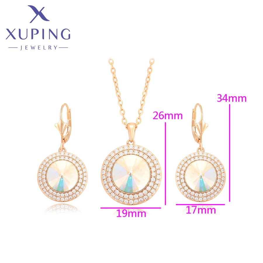 Xuping Jewelry Charm Gold Plated Two pieceS of Set Round Crystal Earring and Necklace Set with  for Women Party Gift A00916118