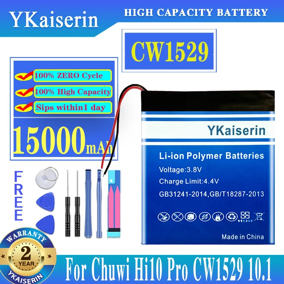 

YKaiserin CW 1529 2line 15000mAh Battery for Chuwi Hi10 Pro CW1529 10.1" Tablet Inner 30125130 (2line) Batteries + Free Tools