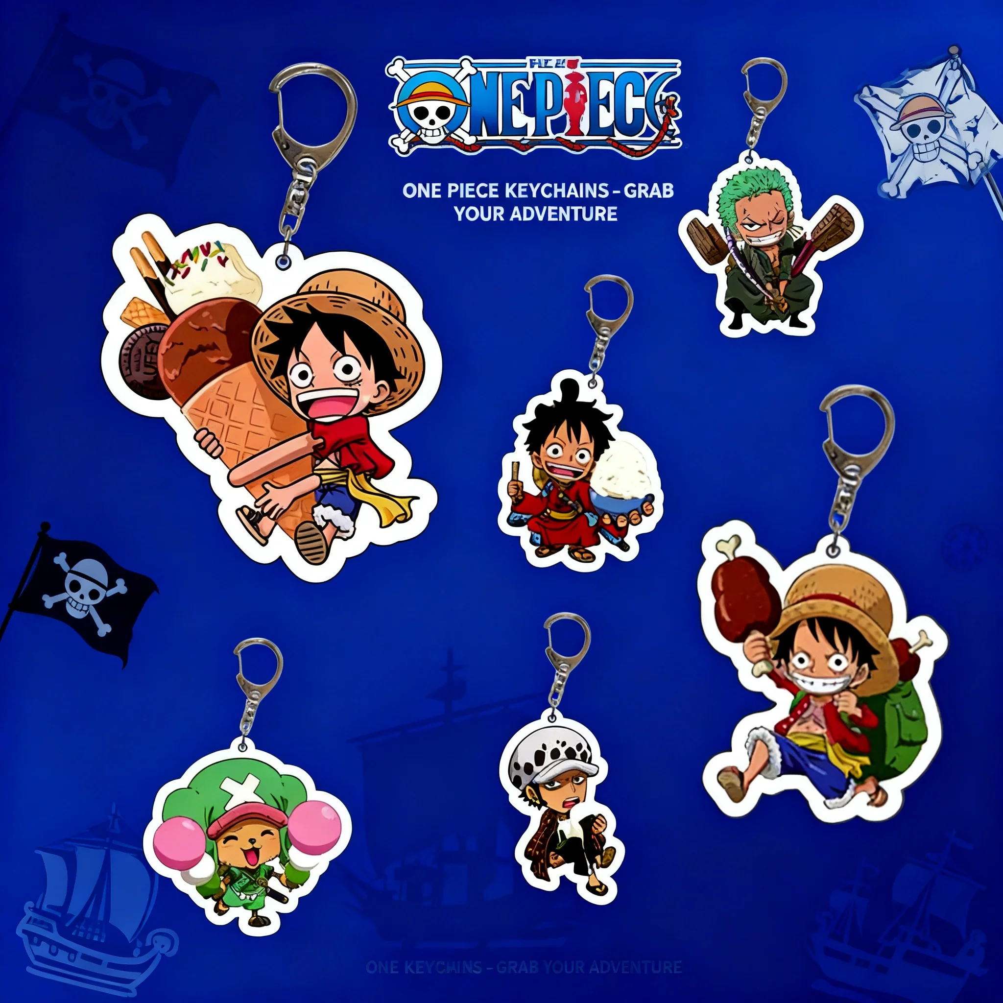 

Аниме-аксессуары: Акриловый брелок One Piece с Луффи и Зоро, прозрачный кулон, двусторонний, готовый к отправке, для трансграничной торговли, бесплатная доставка