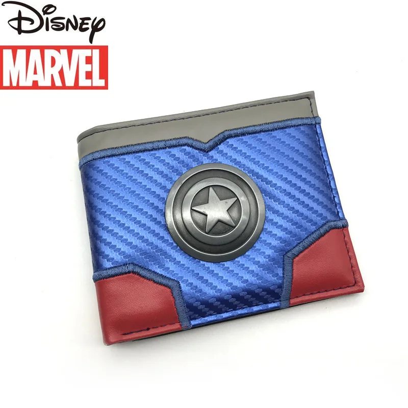 Disney Marvel Captain America New Men's Wallet PU Folding High Quality Boy Wallet Multi-Card Slot Large Capacity Fashion Wallet