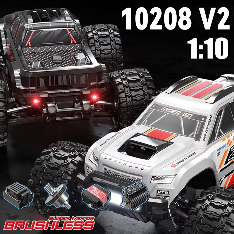 MJX 10208 V2 1/10 Little Monster RC 4WD Brushless Electric High Speed Climbing Off road Vehicle Model Adult Boy Toy